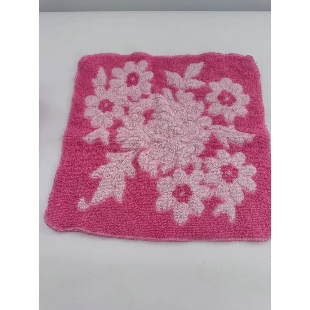 Fieldcrest Vintage Floral Towel Set Pink Floral Fringed Retro 3p